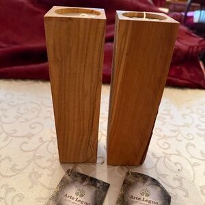 NEW ARTE LEGNO 6" Olive Wood Candle Holders-$15.00 ea. or 2/$25 Made in Italy